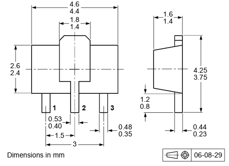 Plan mécanique - Nexperia Transistors de puissance BC869-Q